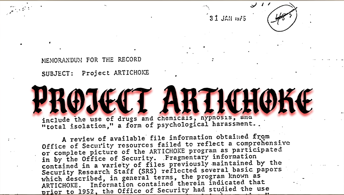 Declassified CIA Project Artichoke documents representing U.S. government mind control experiments