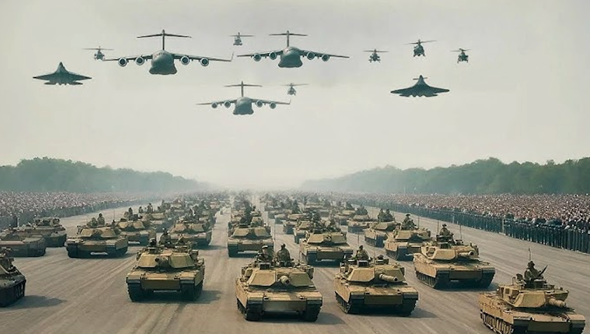 American military power and the US dollar representing military backing of fiat currency