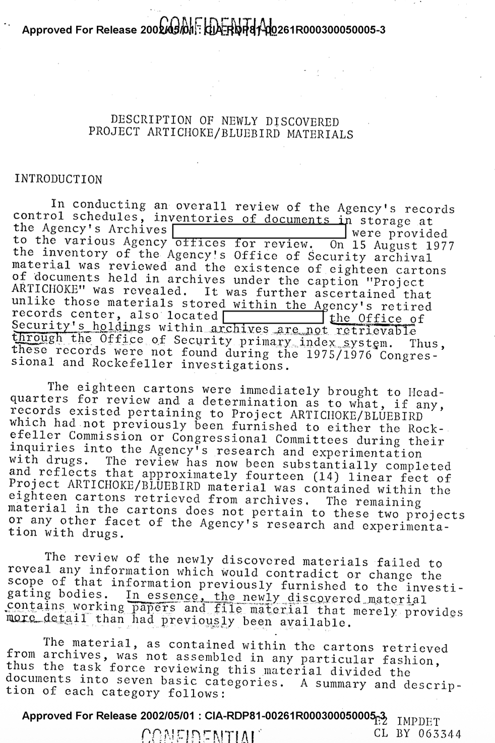 Declassified CIA memo from Project Artichoke detailing covert drug administration proposals