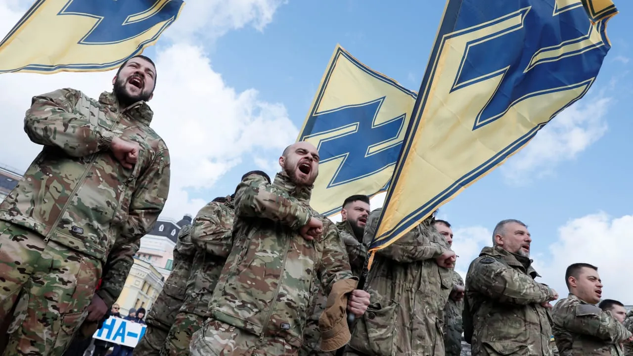 Azov Brigade soldiers in formation during training, 2025