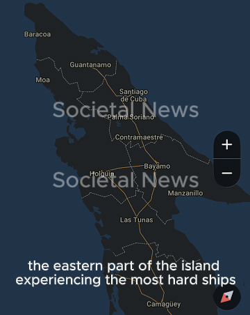 Map of eastern Cuba showing the provinces most severely affected by the 2026 energy and humanitarian crisis