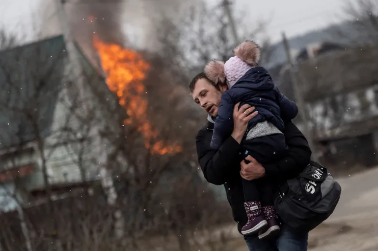 Destroyed Ukrainian hospital following Russian missile and drone strikes