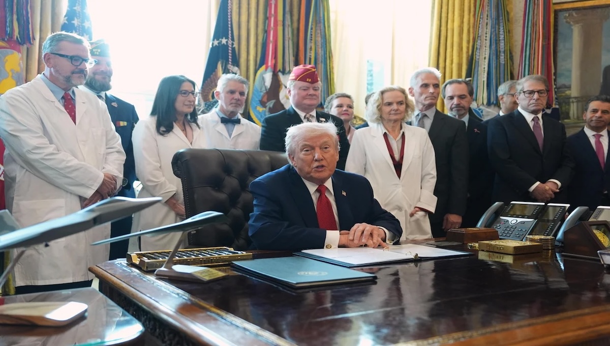 Donald Trump signing an executive order reclassifying marijuana from Schedule 1