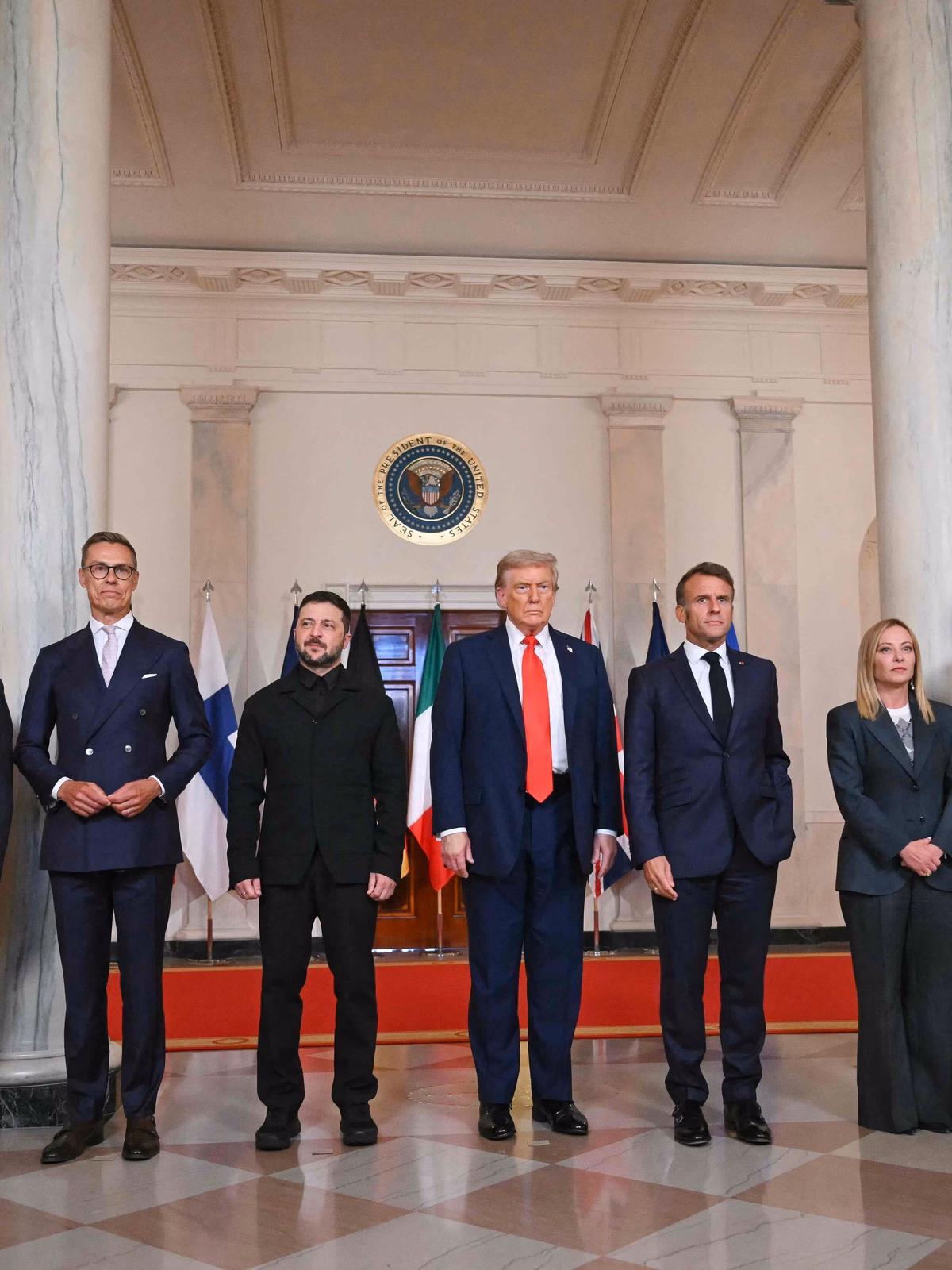 Zelenskyy with Trump and NATO leaders discussing Ukraine peace negotiations
