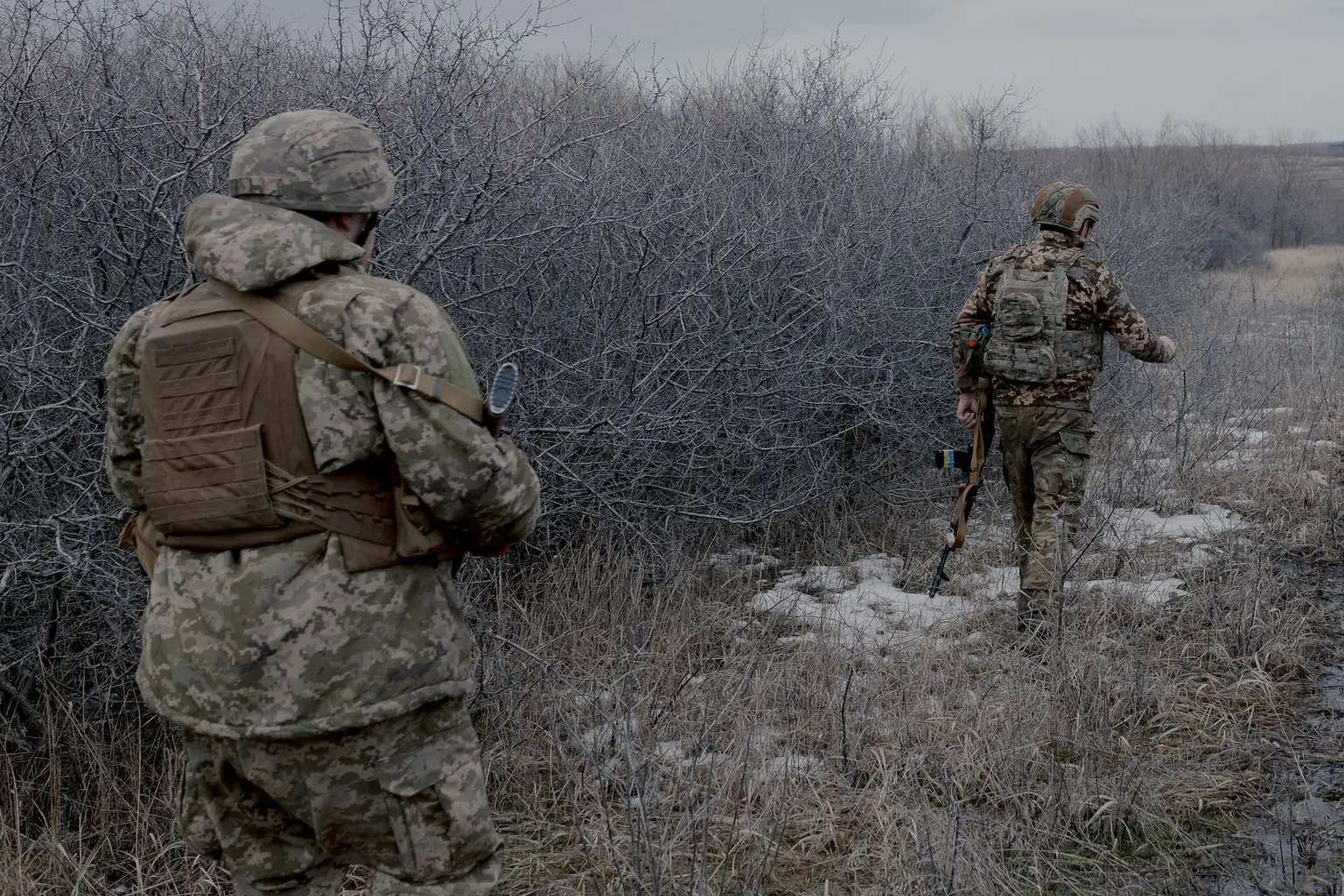 Soldiers of Ukraine's 33rd Separate Mechanized Brigade on the front line