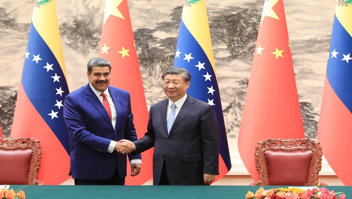 U.S., Venezuela, China, and Taiwan flags representing the geopolitical parallel between the two conflicts