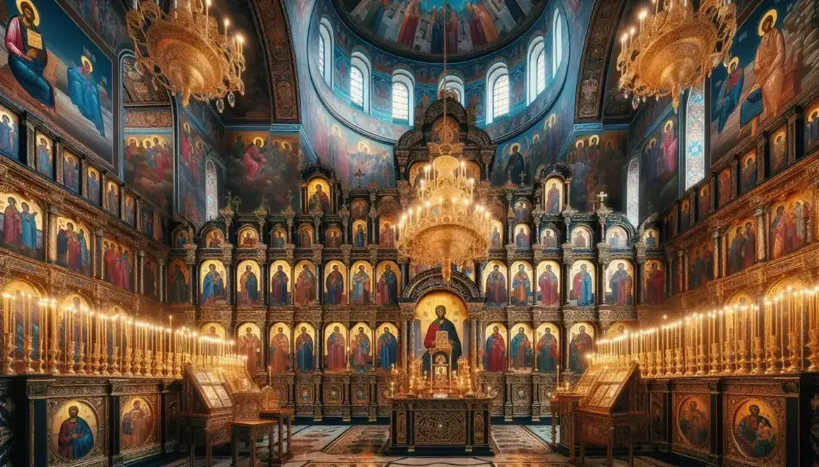 An Orthodox priest holding the chalice during Holy Communion at the Divine Liturgy